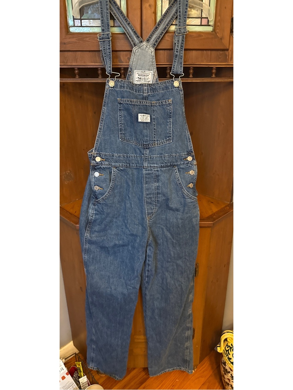 Levi's Women's Vintage inspired Denim Overalls Straight Leg Blue Medium Wash S